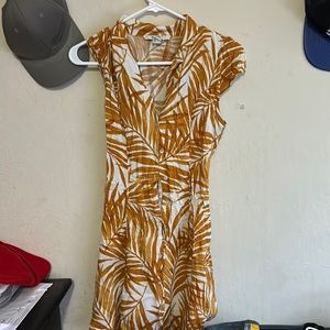 Xs gold orange dress top sleeve midi ties in the back by good condition